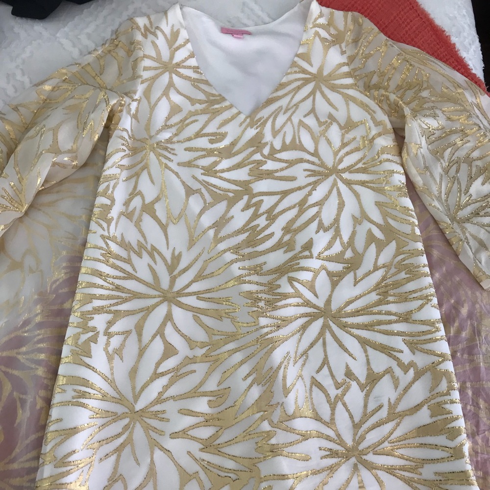 Lilly Pulitzer Gold Glitter Caftan Dress